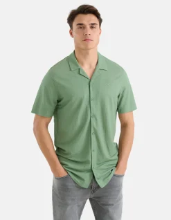 Shoeby Pique Shirt Groen<Heren Overhemden
