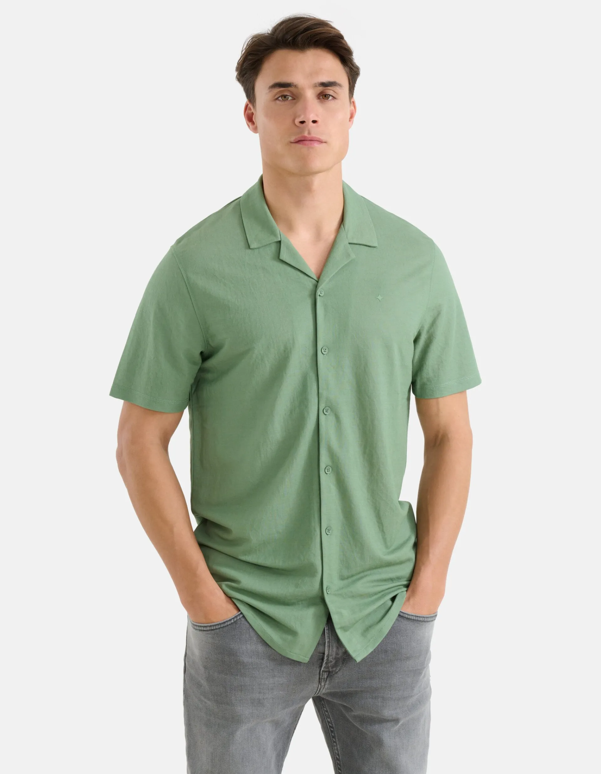 Shoeby Pique Shirt Groen<Heren Overhemden