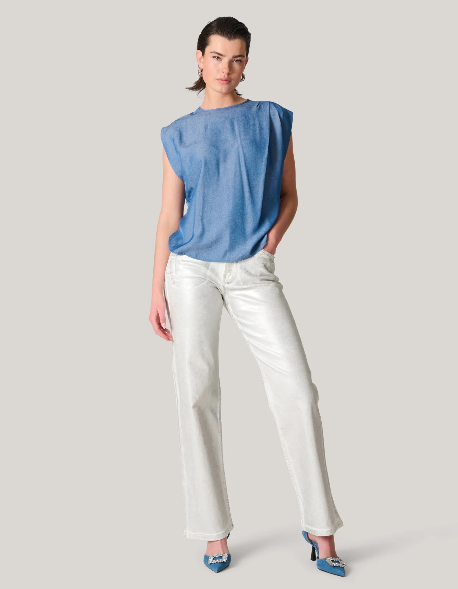 Shoeby Pleat Top Blauw<DAMES Tops
