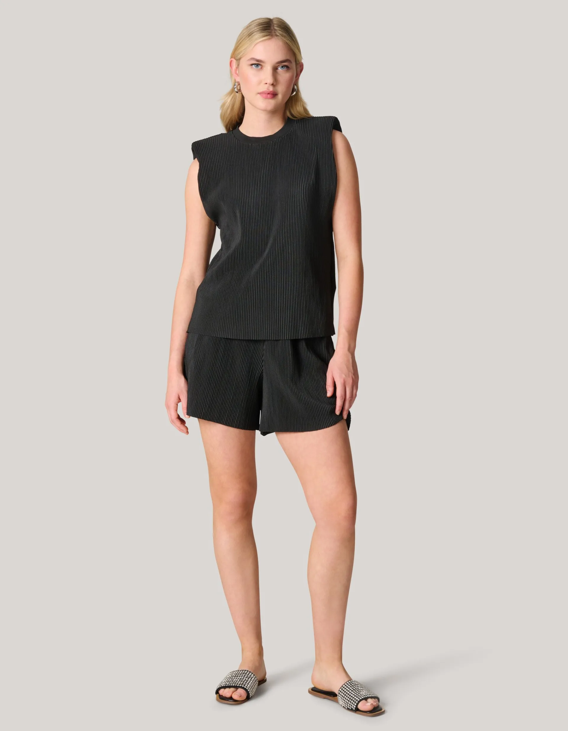 Shoeby Plissé Top Zwart<DAMES Tops