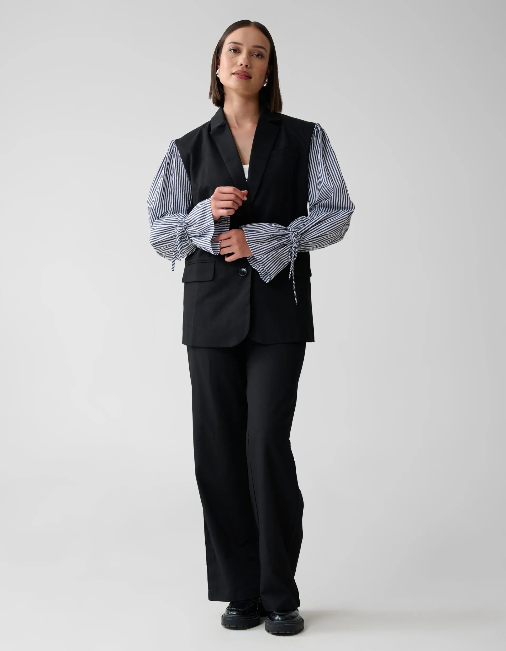 Shoeby Poplin Sleeve Blazer Zwart<DAMES Blazers
