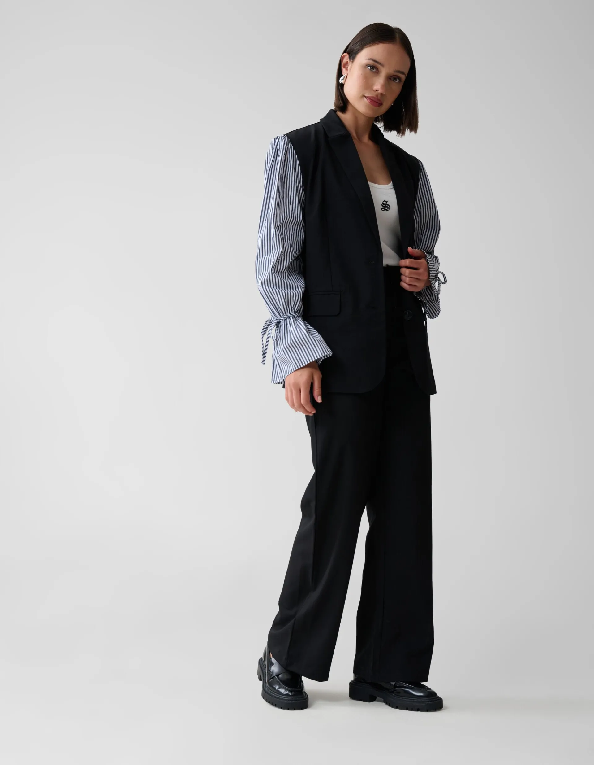 Shoeby Poplin Sleeve Blazer Zwart<DAMES Blazers