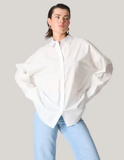 Shoeby Poplin Strass Blouse Wit<DAMES Blouses