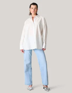 Shoeby Poplin Strass Blouse Wit<DAMES Blouses