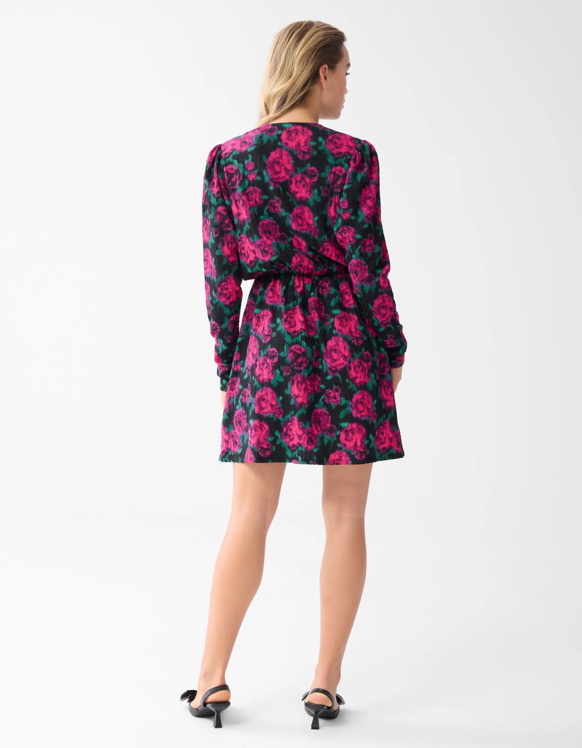 Shoeby Printed Crinkle Jurk Zwart<DAMES Jurken