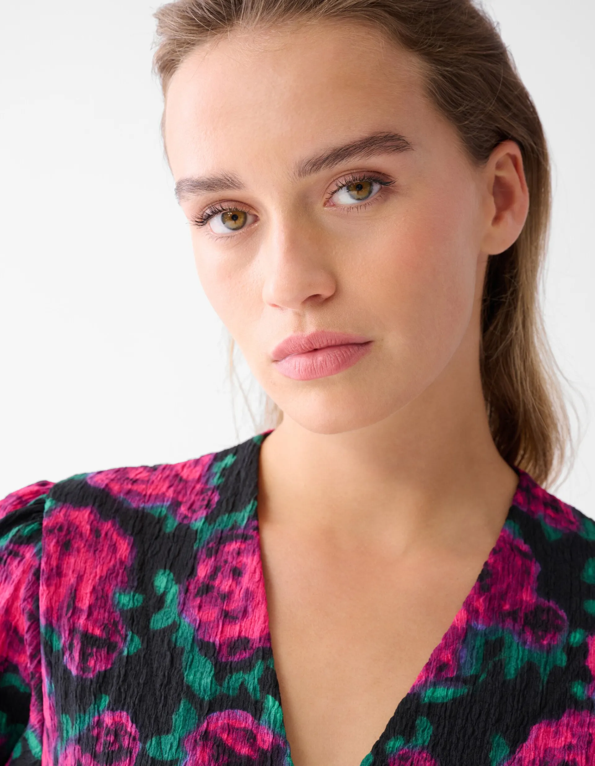 Shoeby Printed Crinkle Jurk Zwart<DAMES Jurken