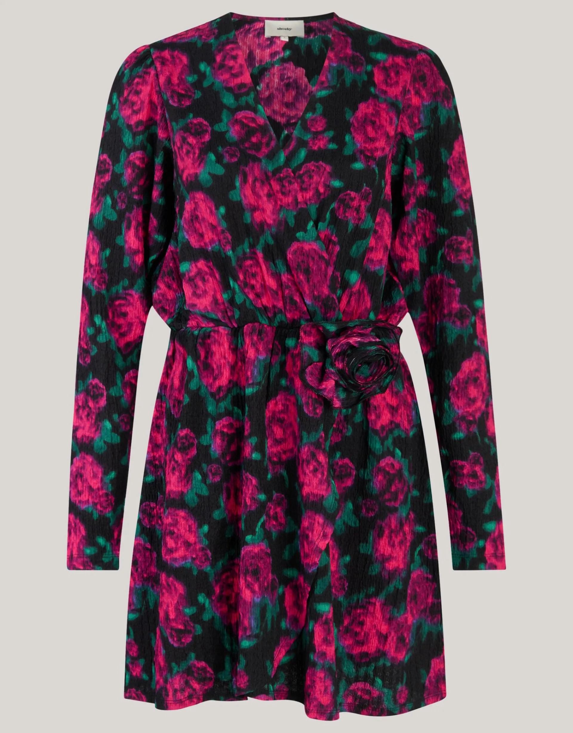 Shoeby Printed Crinkle Jurk Zwart<DAMES Jurken