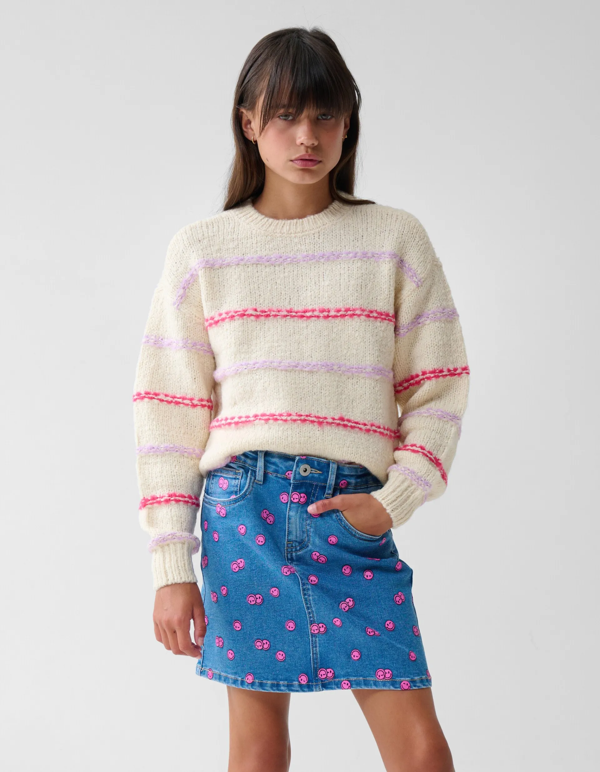 Shoeby Printed Denim Mini Rok Blauw< Rokken