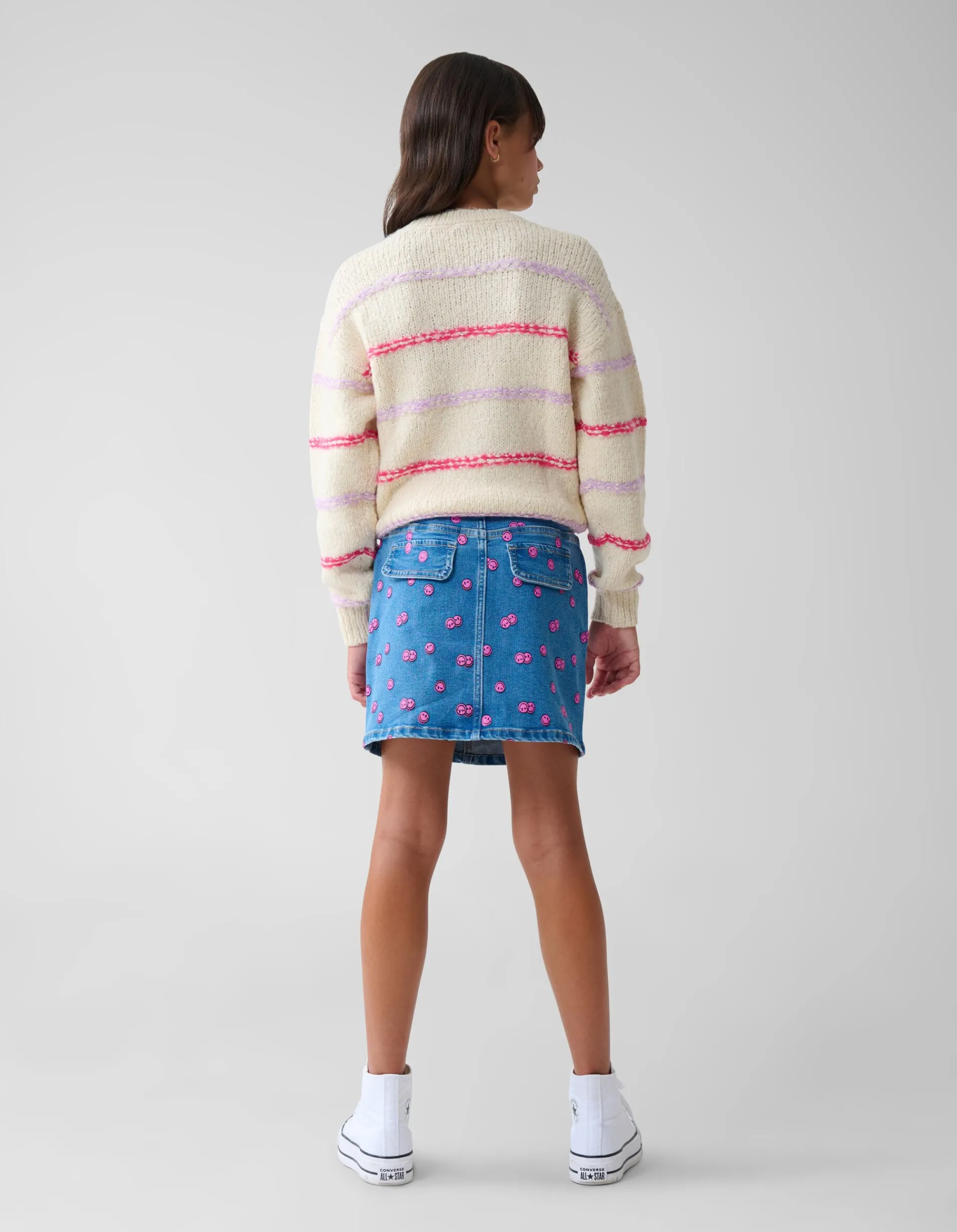 Shoeby Printed Denim Mini Rok Blauw< Rokken