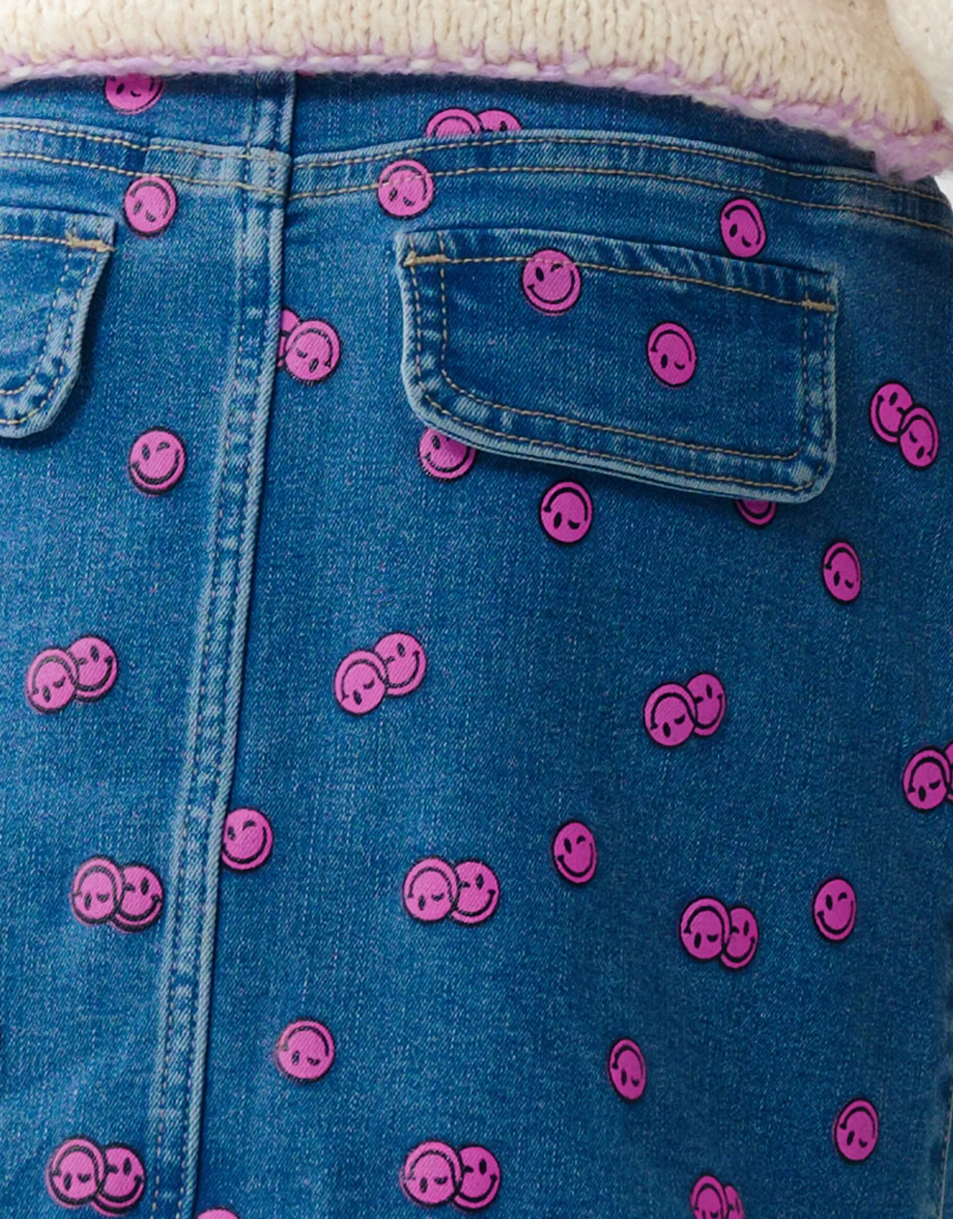 Shoeby Printed Denim Mini Rok Blauw< Rokken