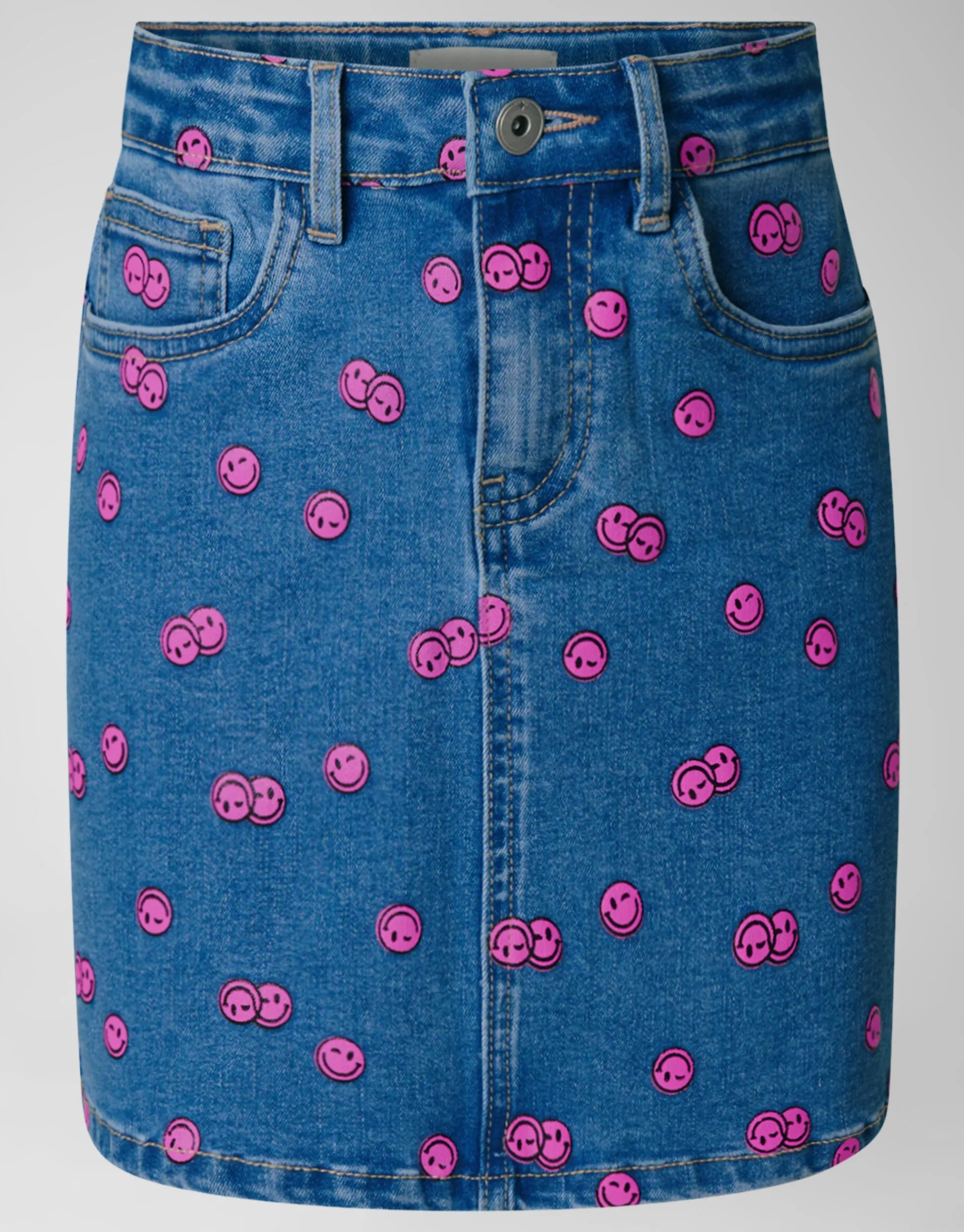 Shoeby Printed Denim Mini Rok Blauw< Rokken