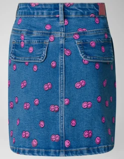 Shoeby Printed Denim Mini Rok Blauw< Rokken