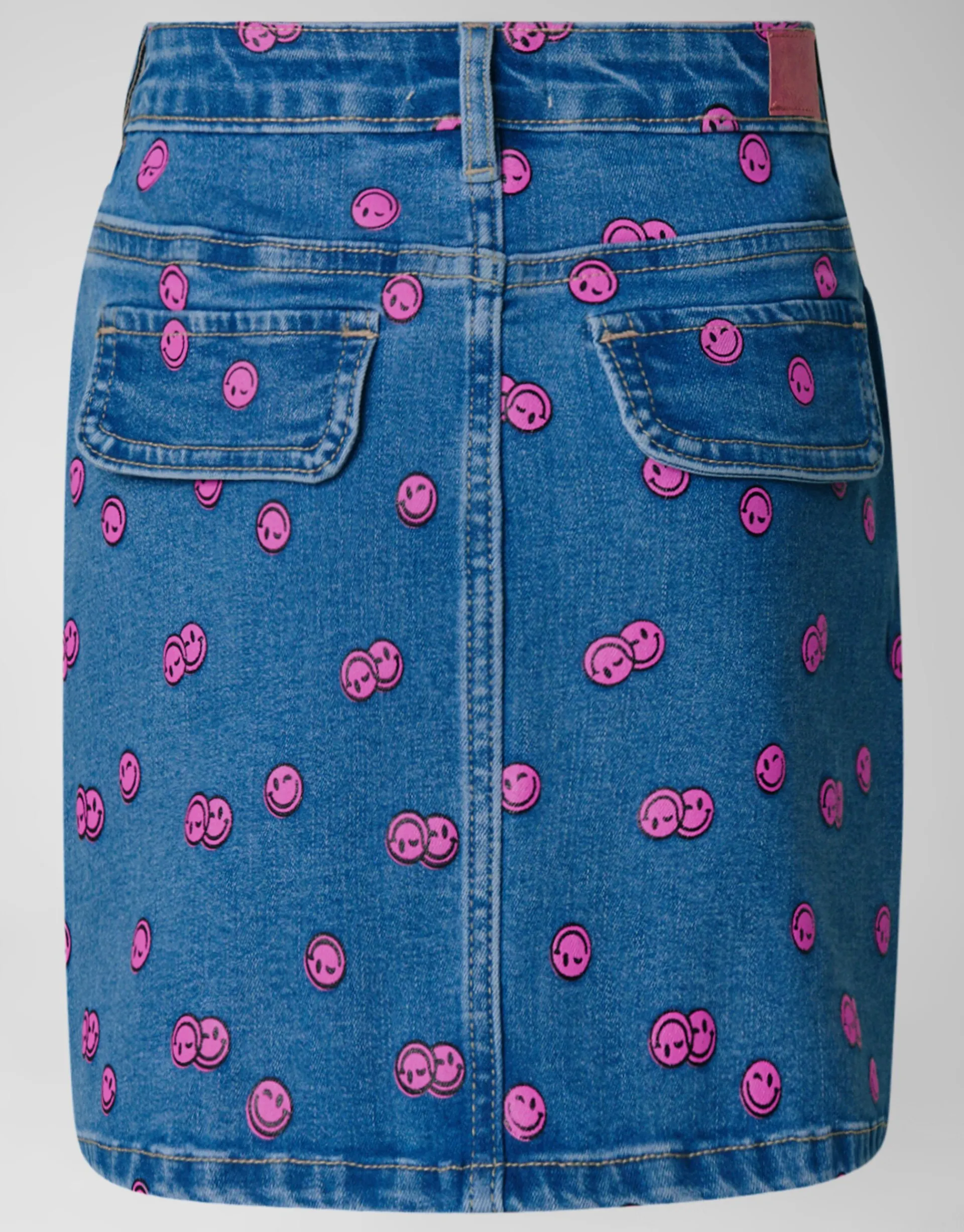 Shoeby Printed Denim Mini Rok Blauw< Rokken