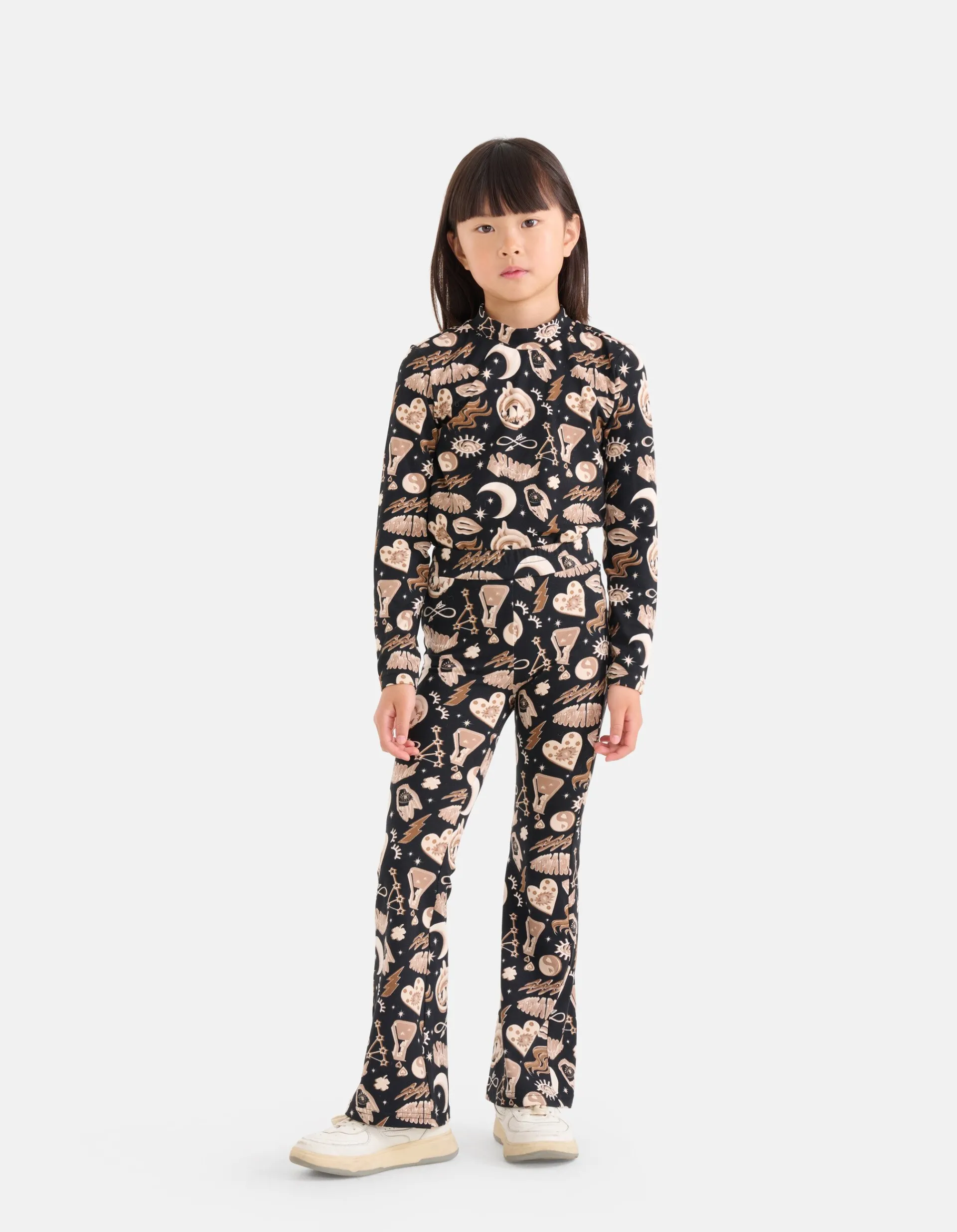 Shoeby Printed Flared Broek Bruin< Broeken