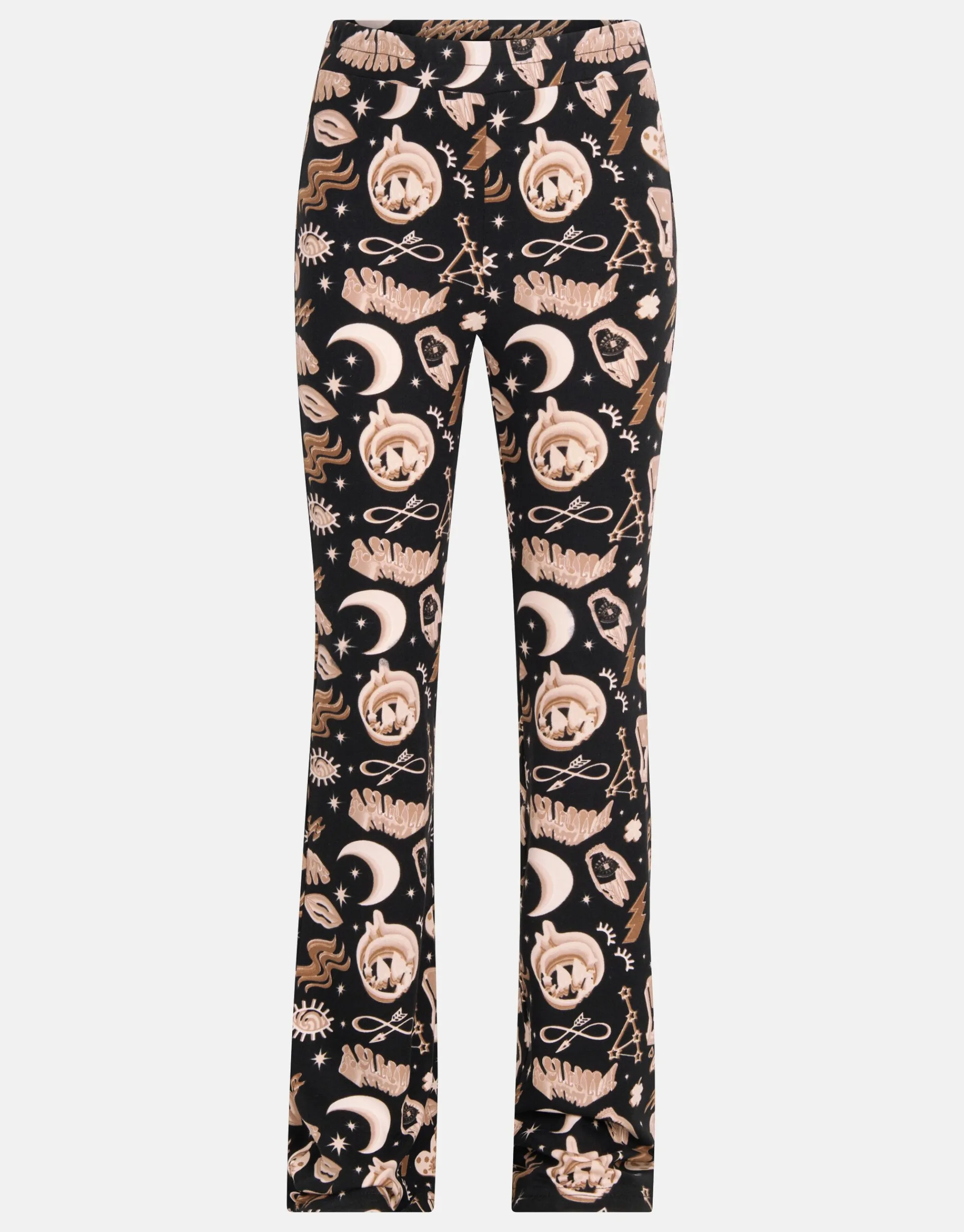 Shoeby Printed Flared Broek Bruin< Broeken