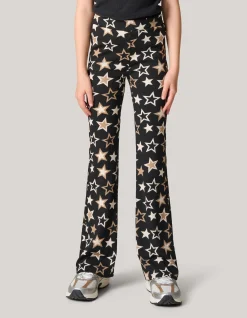 Shoeby Printed Flared Legging Zwart< Broeken