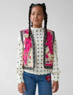 Shoeby Printed Gilet Roze By Lizzy< Gilets|Jassen