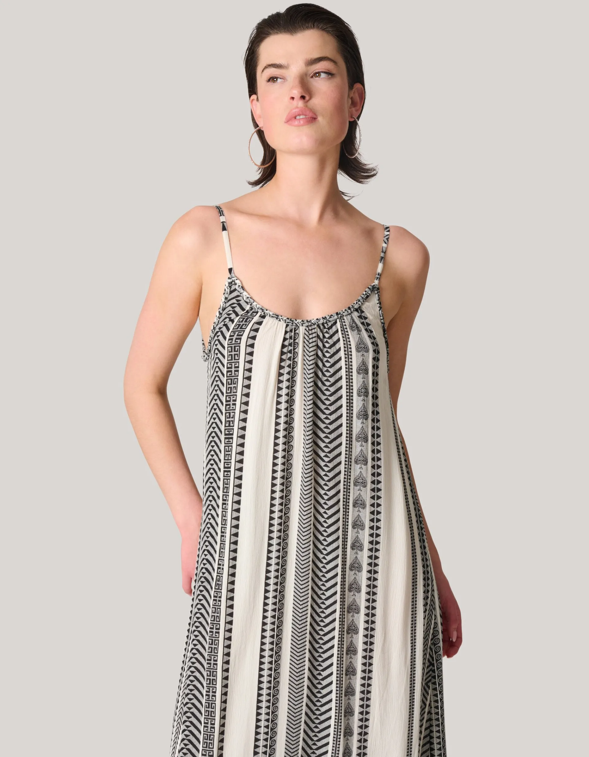 Shoeby Printed Maxi Jurk Gebroken Wit/Zwart<DAMES Jurken