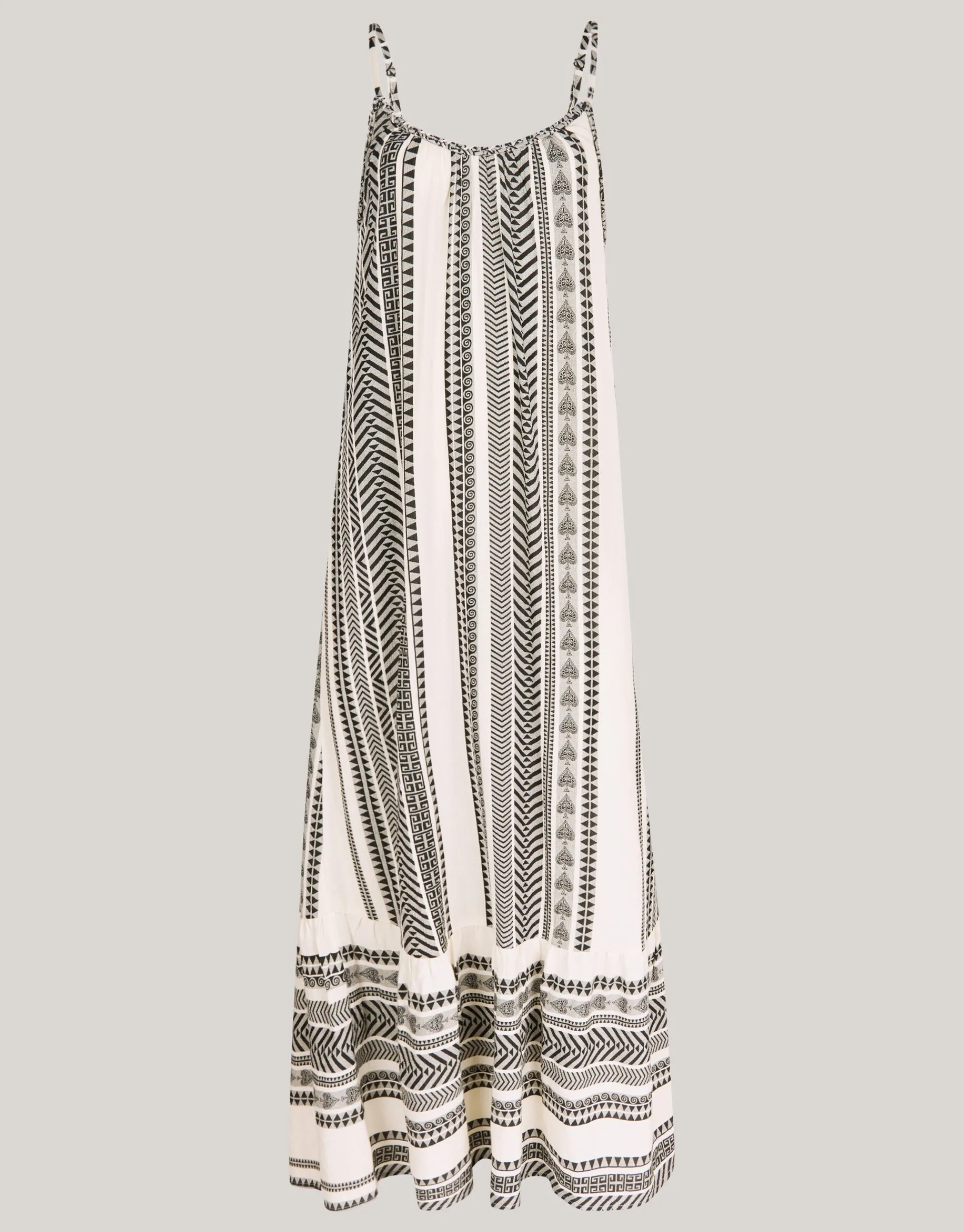 Shoeby Printed Maxi Jurk Gebroken Wit/Zwart<DAMES Jurken