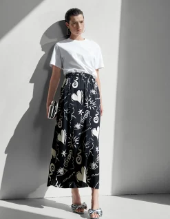 Shoeby Printed Maxi Rok Zwart<DAMES Rokken