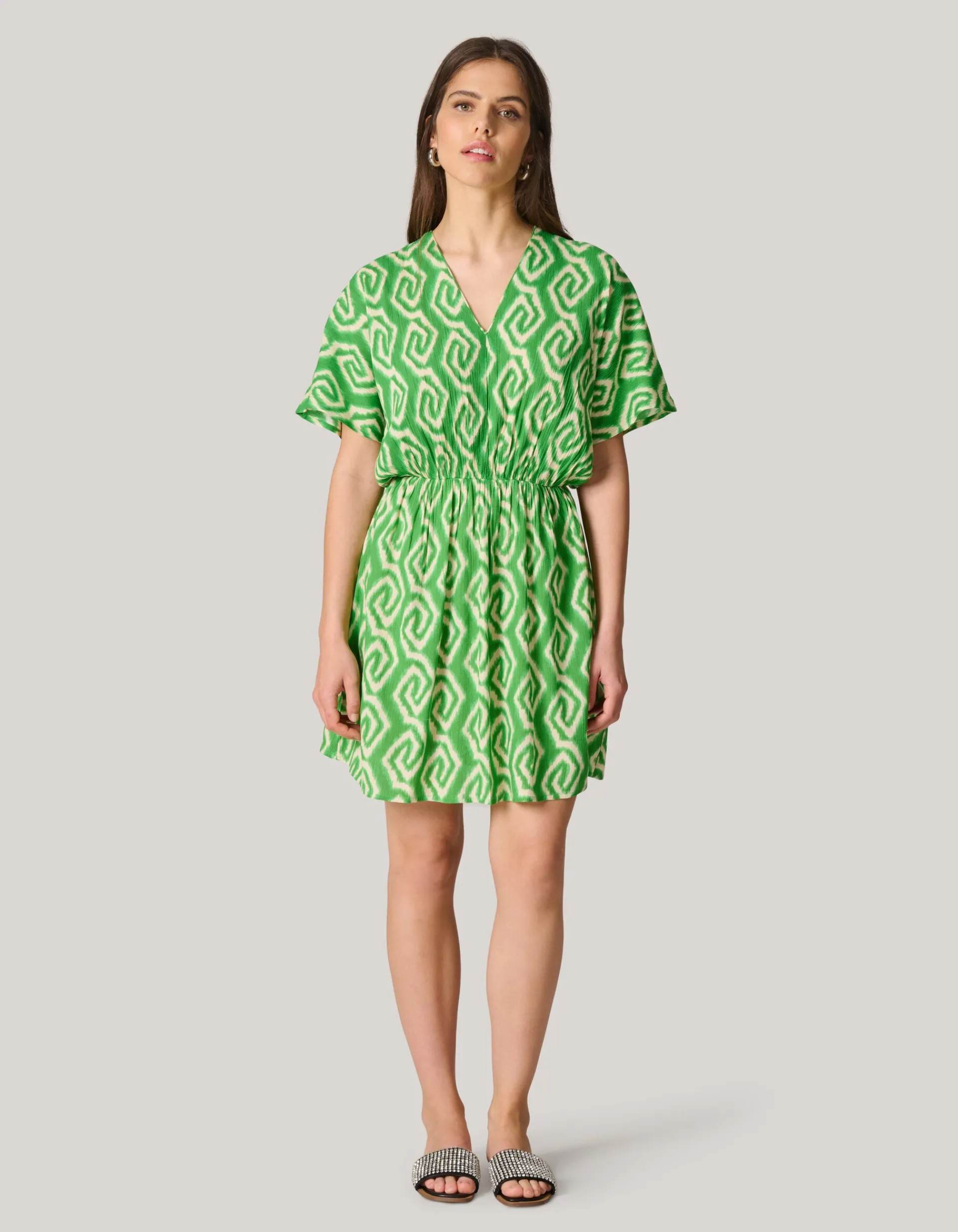 Shoeby Printed Mini Jurk Groen<DAMES Jurken