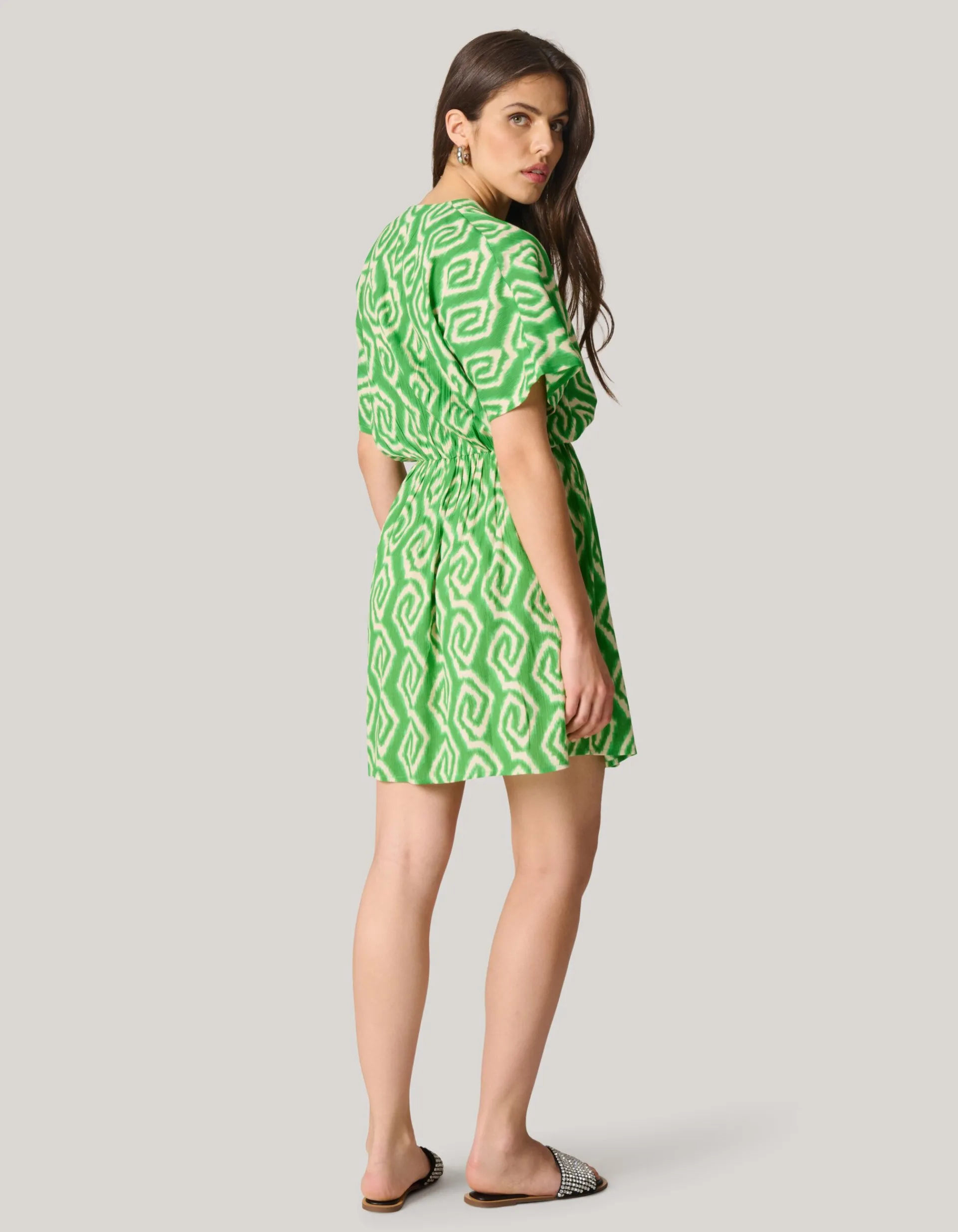 Shoeby Printed Mini Jurk Groen<DAMES Jurken