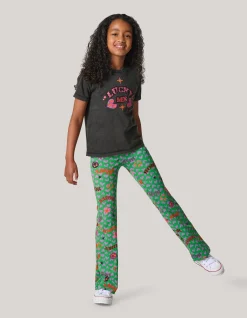 Shoeby Printed Rib Flared Legging Groen< Broeken