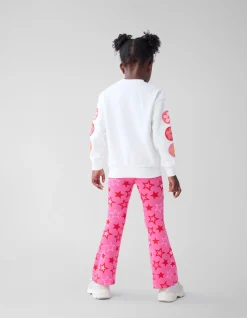 Shoeby Printed Rib Flared Legging Roze< Broeken