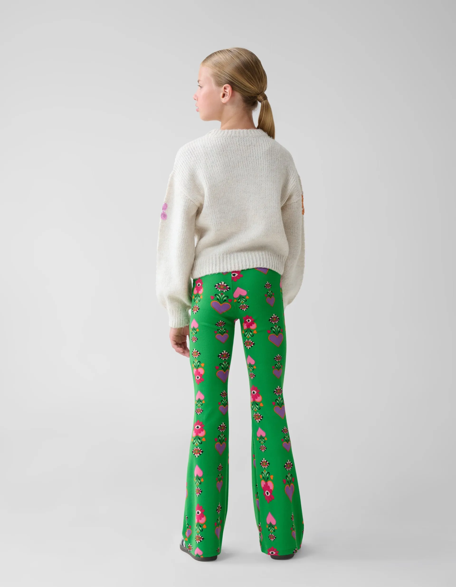 Shoeby Printed Rib Flared Legging Groen By Lizzy< Broeken