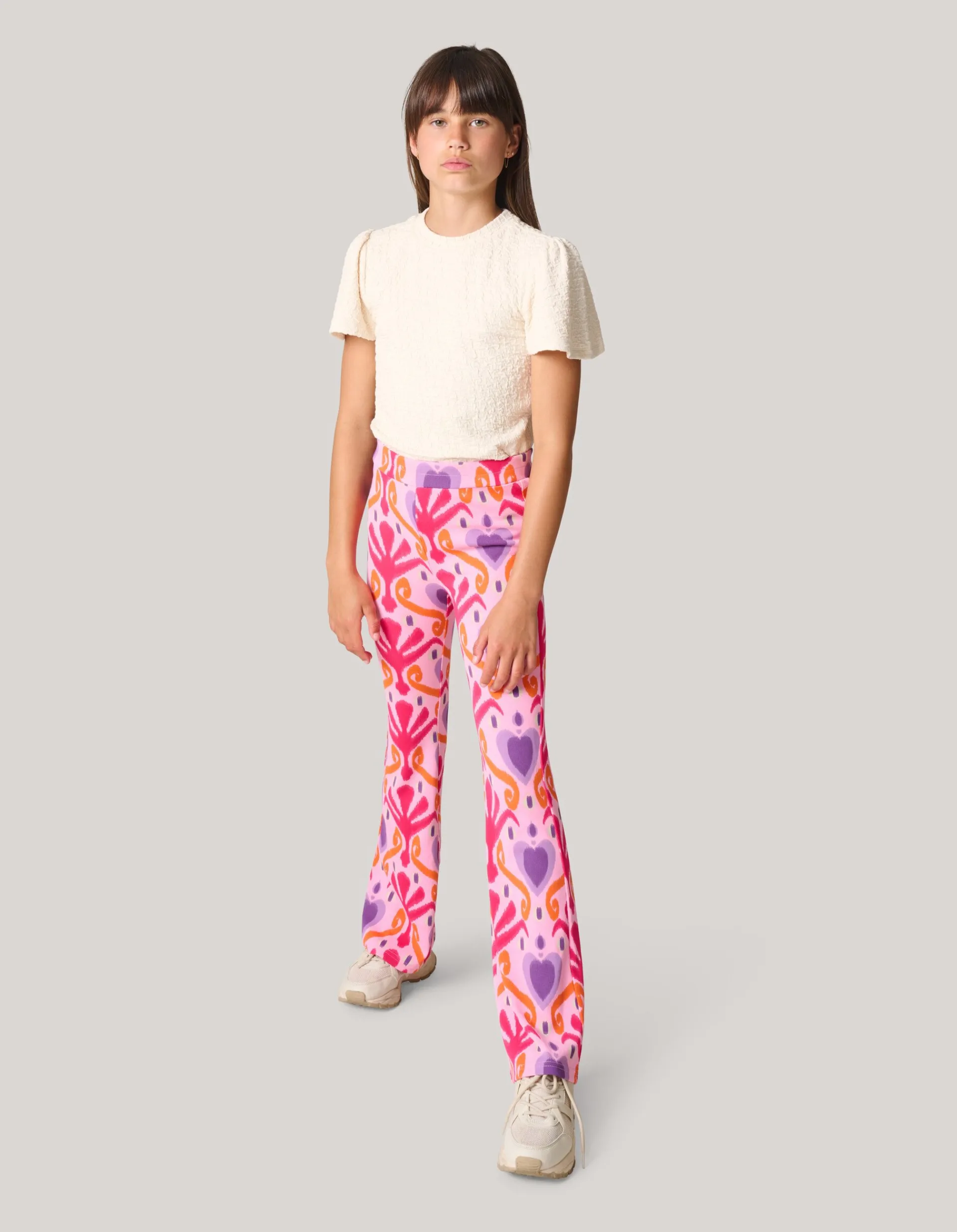 Shoeby Printed Rib Flared Legging Roze< Broeken