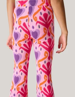 Shoeby Printed Rib Flared Legging Roze< Broeken