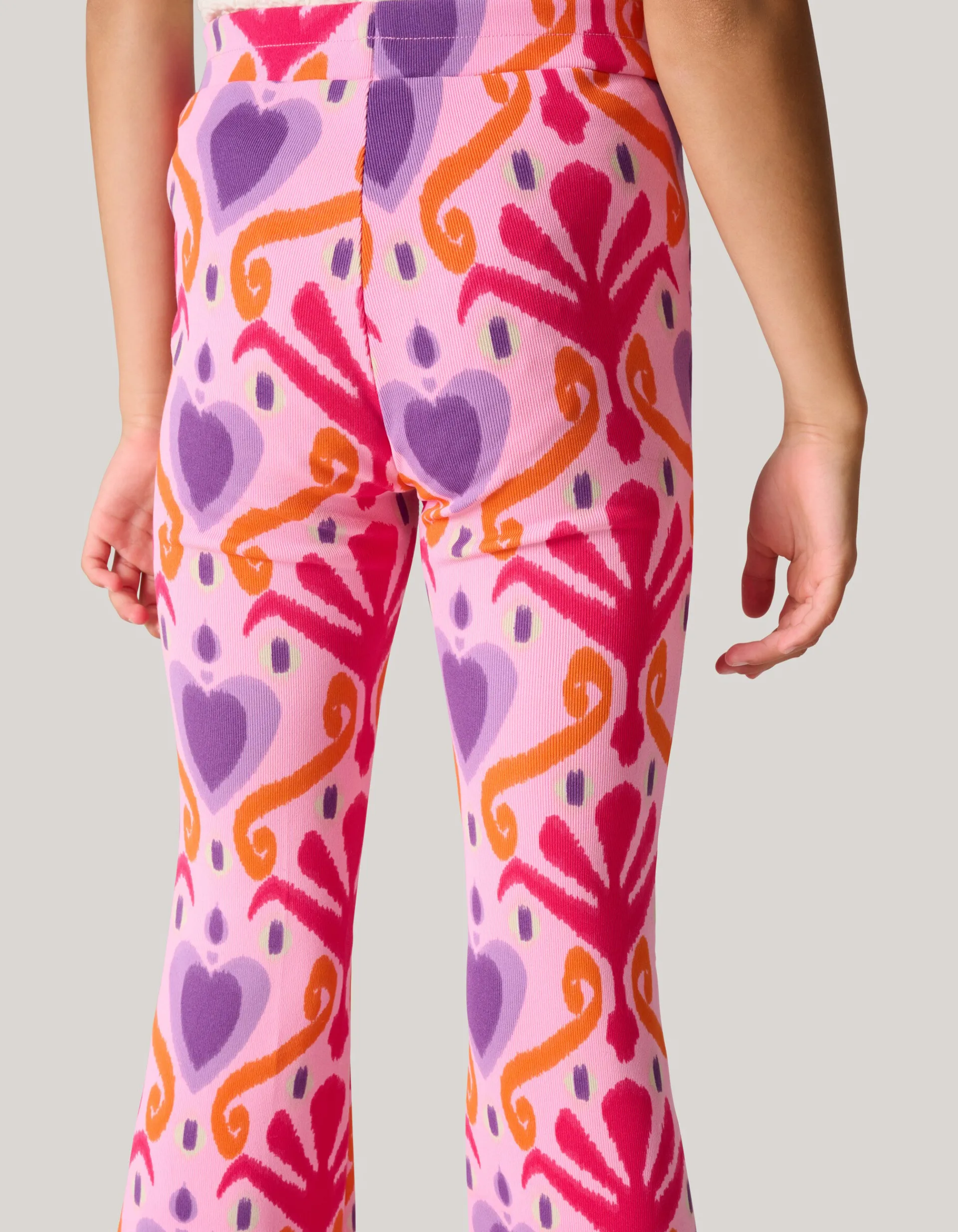 Shoeby Printed Rib Flared Legging Roze< Broeken