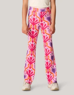 Shoeby Printed Rib Flared Legging Roze< Broeken