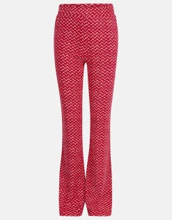 Shoeby Printed Rib Flared Roze< Broeken