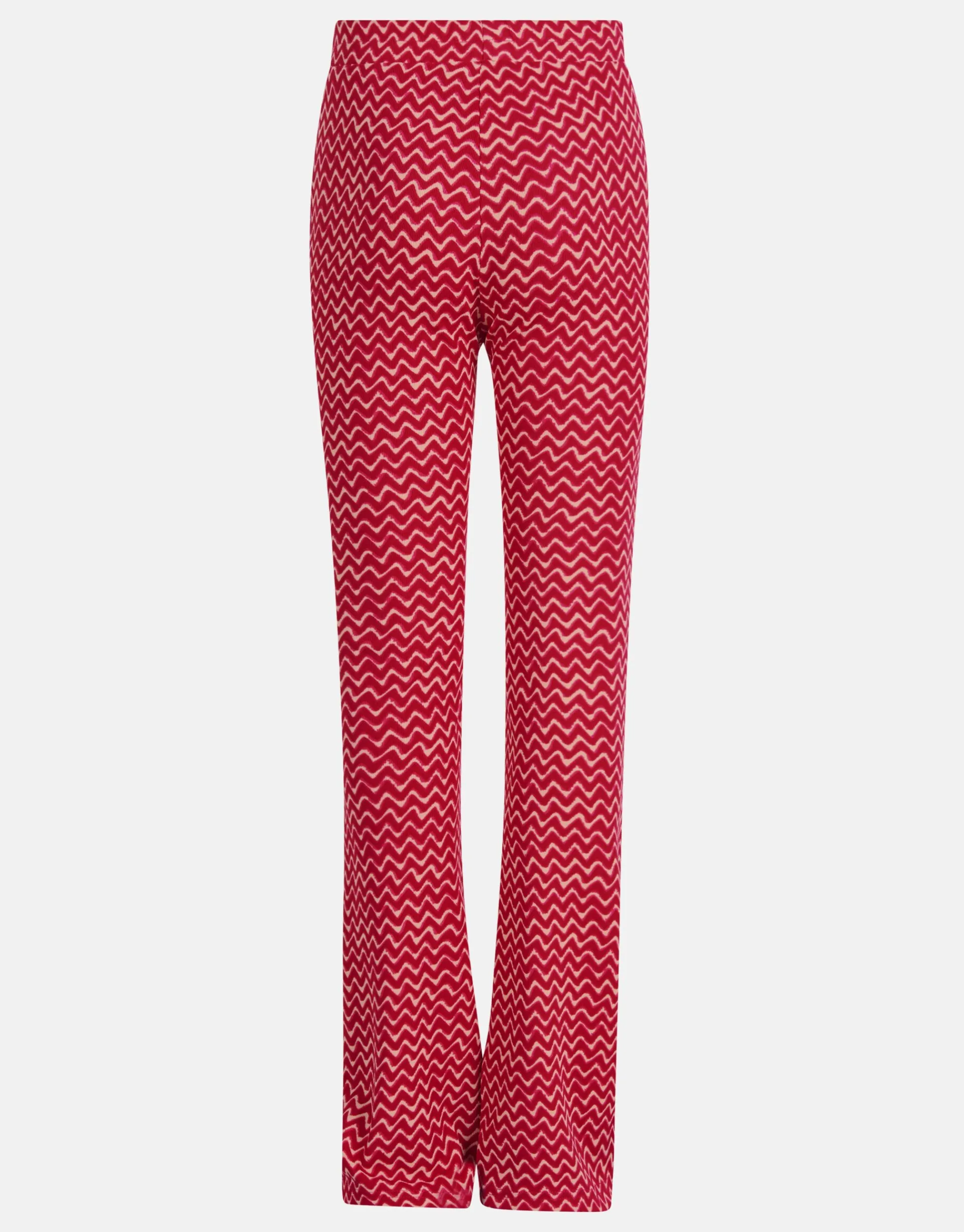 Shoeby Printed Rib Flared Roze< Broeken
