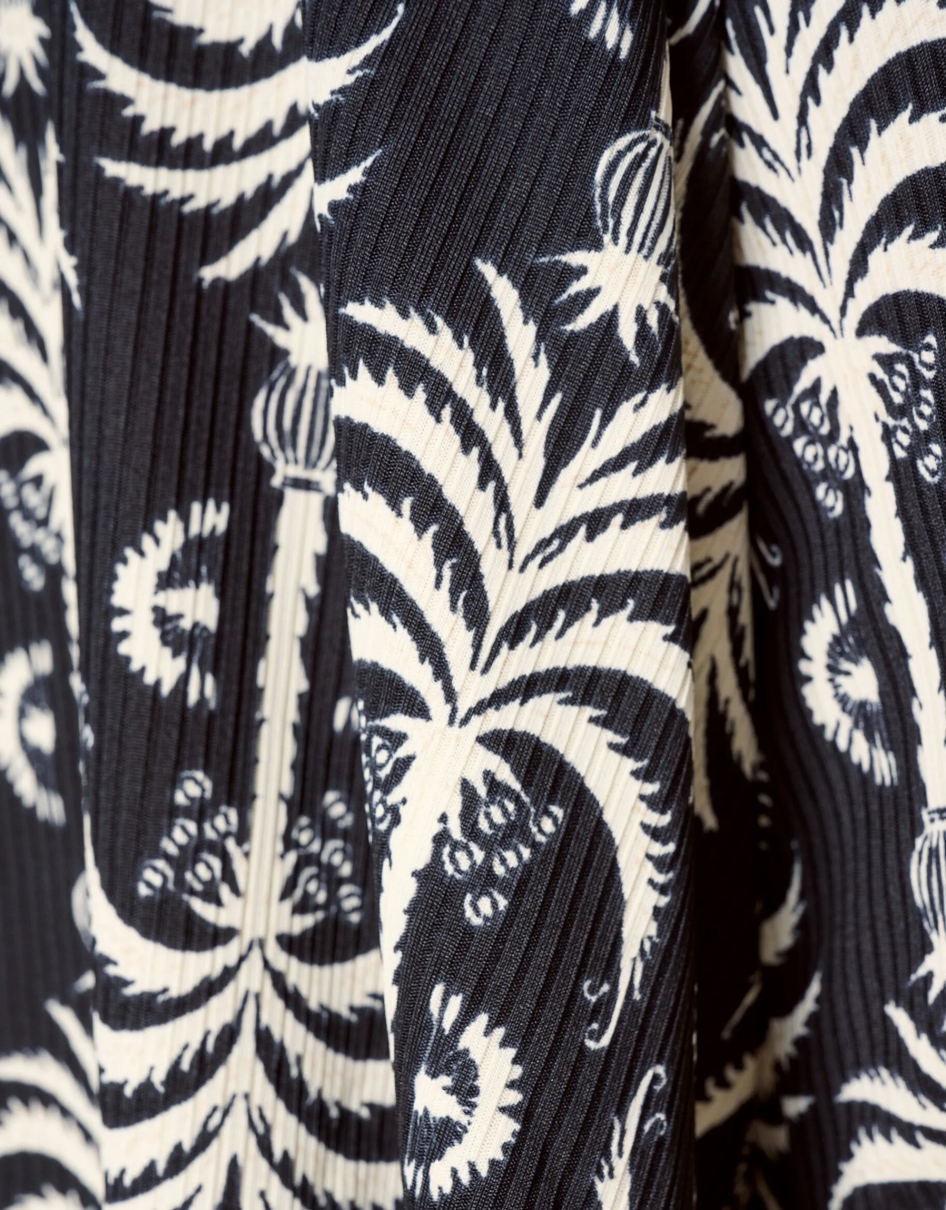 Shoeby Printed Rib Jersey Ruffle Top Zwart<DAMES Tops
