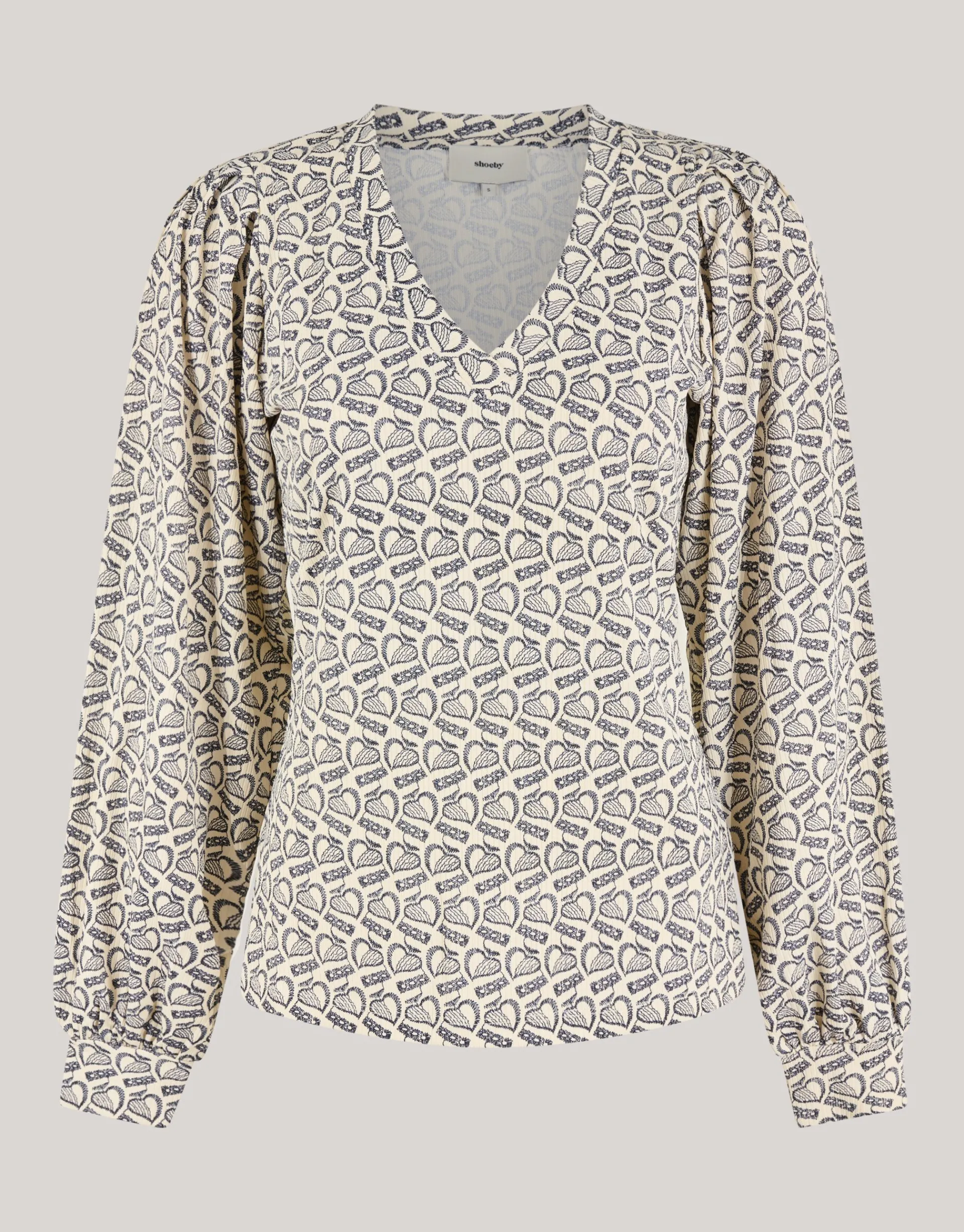 Shoeby Printed Rib Jersey Top Gebroken Wit<DAMES Tops