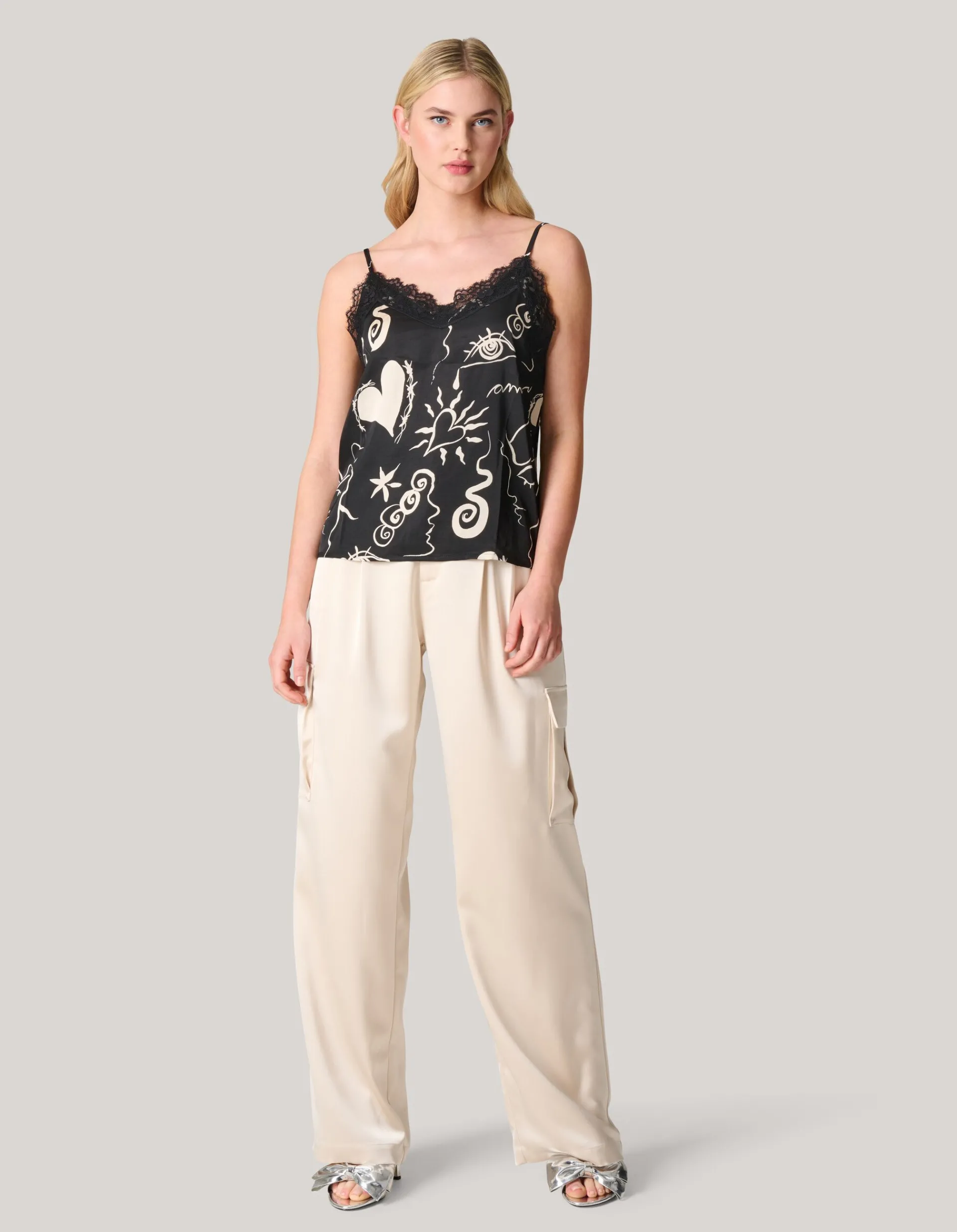 Shoeby Printed Singlet Zwart<DAMES Tops