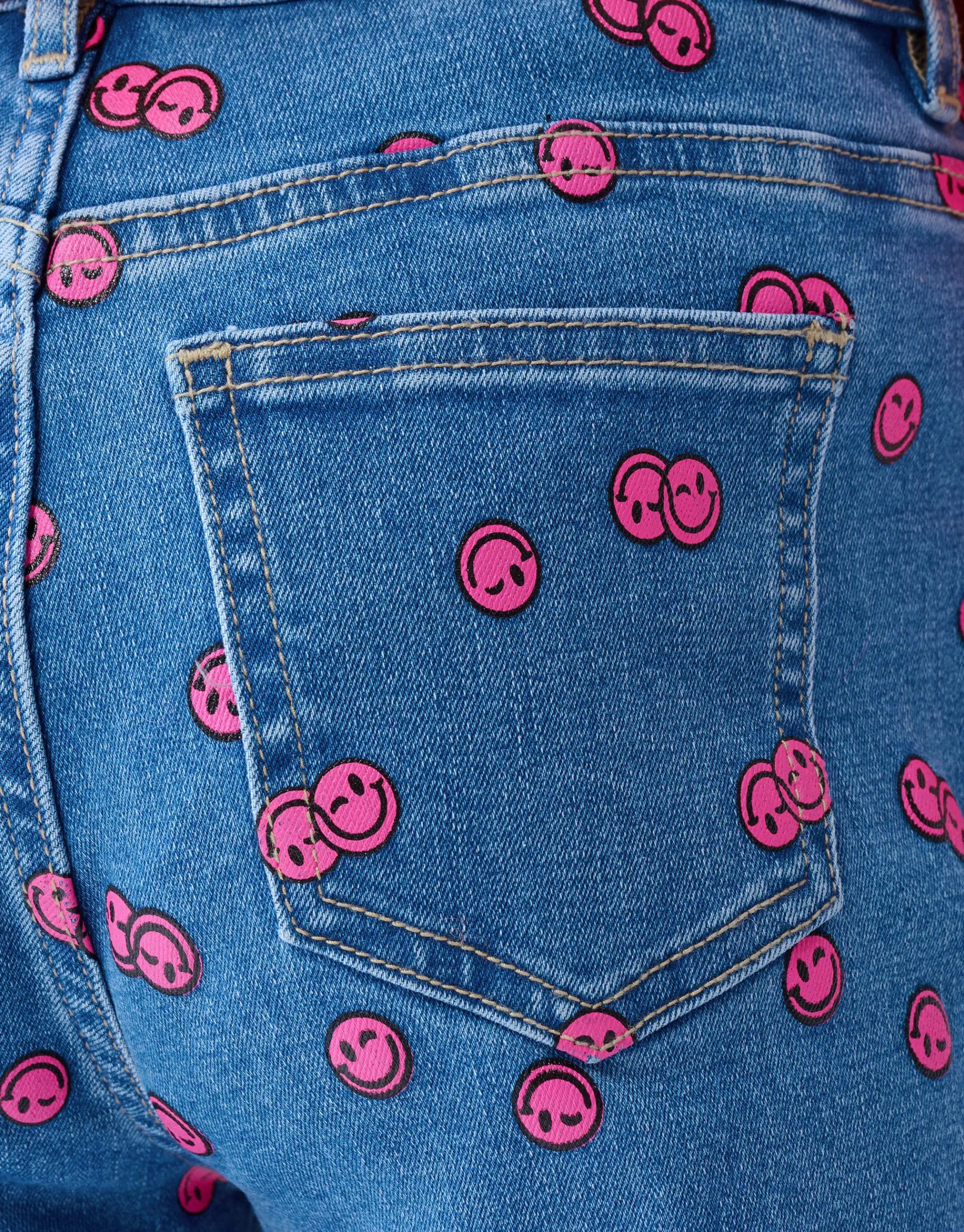 Shoeby Printed Straight Fit Jeans Blauw< Jeans