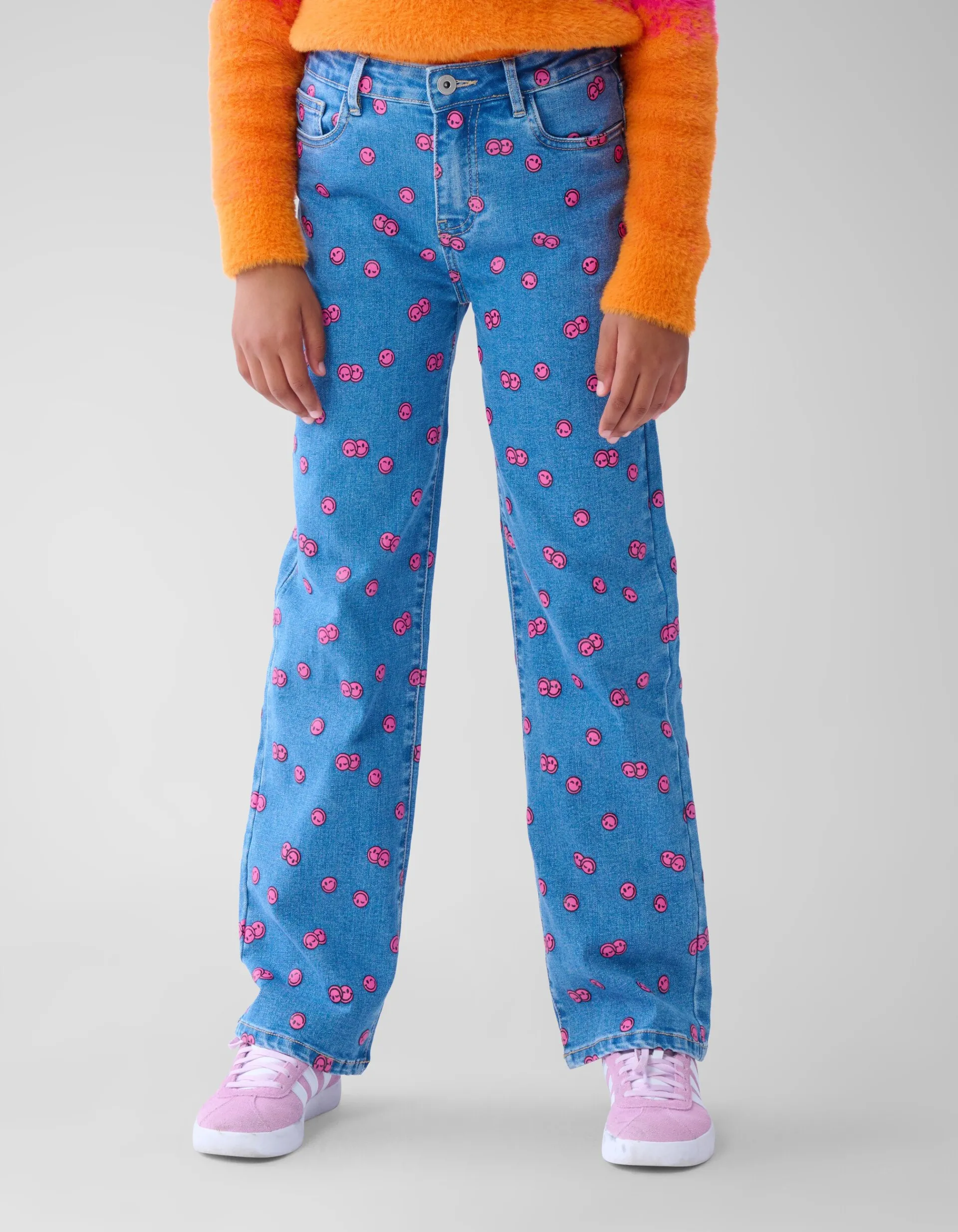 Shoeby Printed Straight Fit Jeans Blauw< Jeans