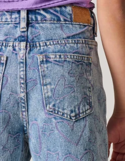 Shoeby Printed Tapered Fit Jeans Blauw< Jeans