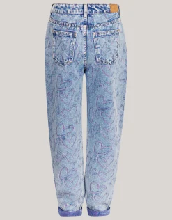 Shoeby Printed Tapered Fit Jeans Blauw< Jeans