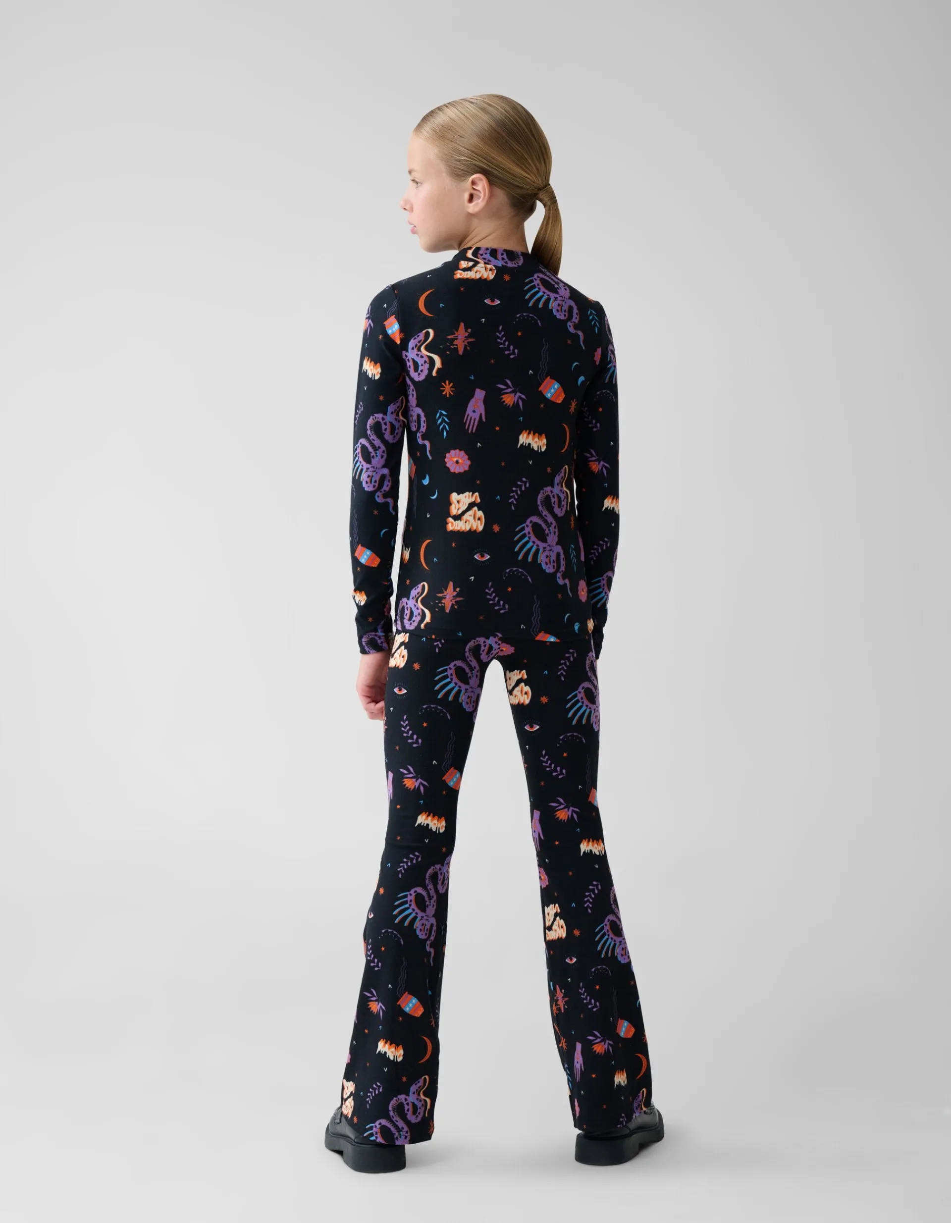 Shoeby Printed Top Zwart< Tops Lange Mouw