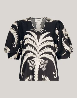 Shoeby Printed Top Zwart<DAMES Tops
