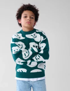 Shoeby Printed Trui Donkergroen< Gebreide Truien