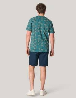 Shoeby Printed T-shirt Turquoise<Heren T-Shirts En Polo's