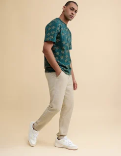 Shoeby Printed T-shirt Turquoise<Heren T-Shirts En Polo's