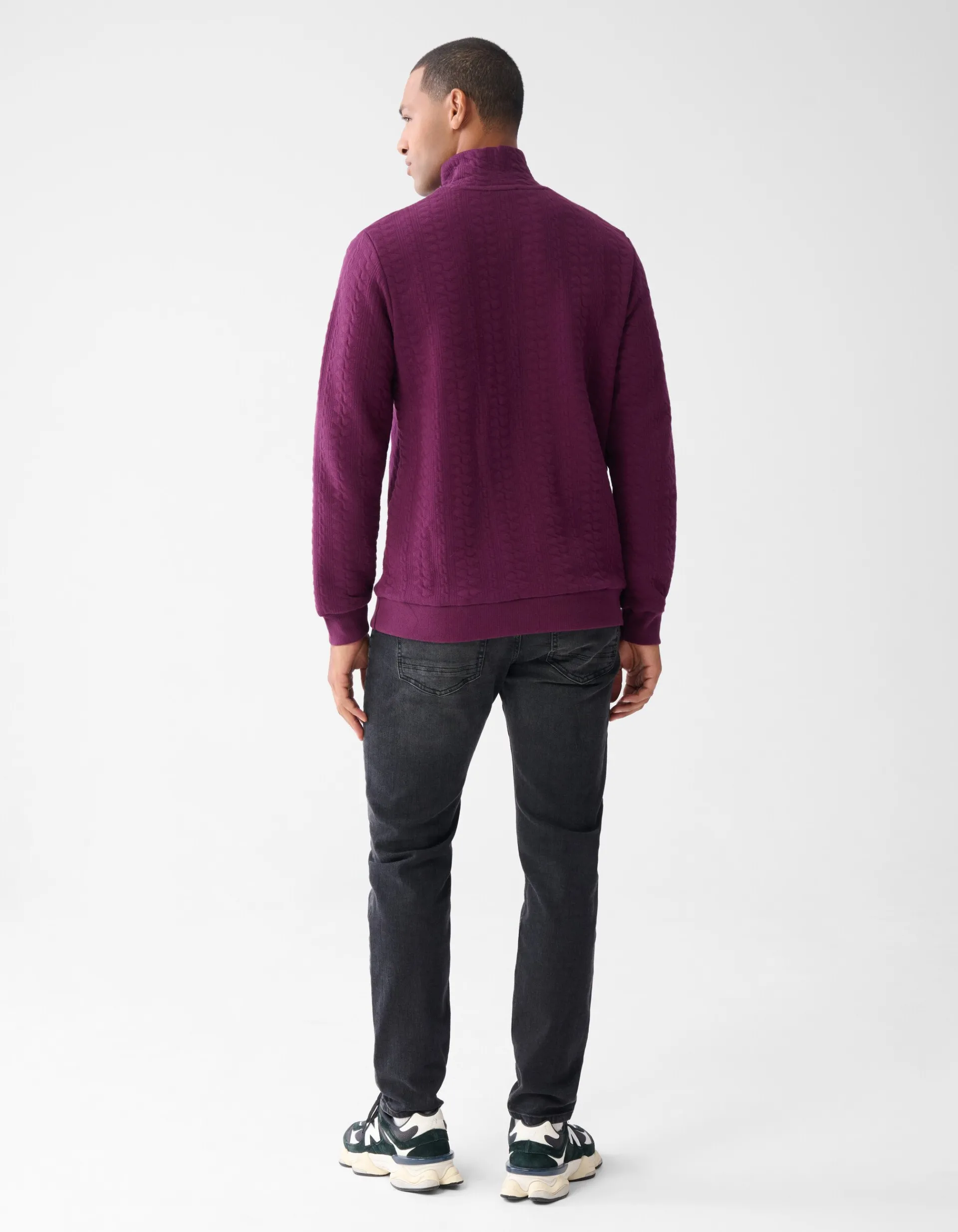 Shoeby Quilted Zipper Sweater Donkerrood<Heren Truien En Sweaters