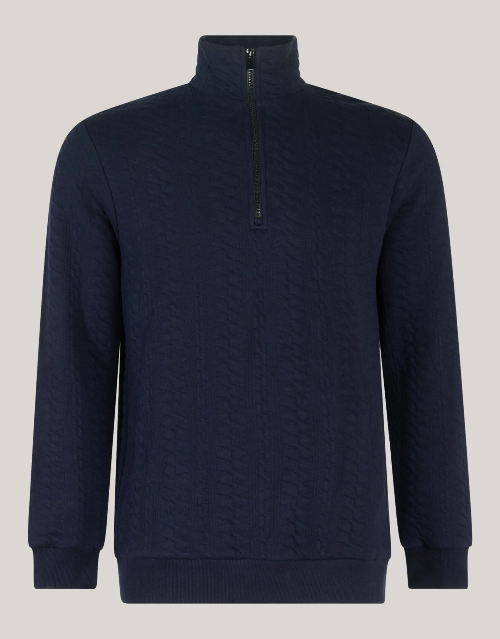 Shoeby Quilted Zipper Trui Donkerblauw<Heren Truien En Sweaters