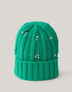 Shoeby Rhinestone Beanie Groen< Mutsen